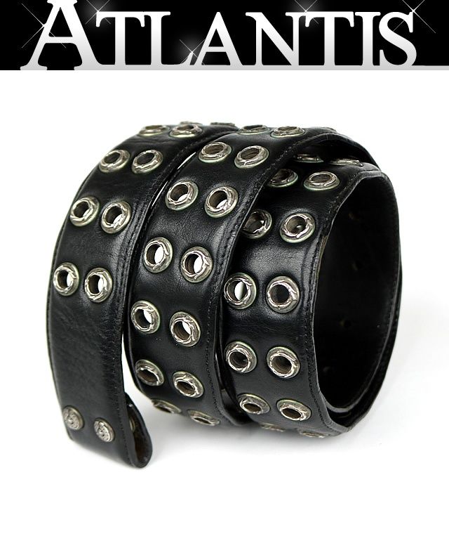 CHROME HEARTS 銀座店 クロムハーツ グロメット付き レザー ベルトストラップ メンズ size:36 SV925 黒 103533