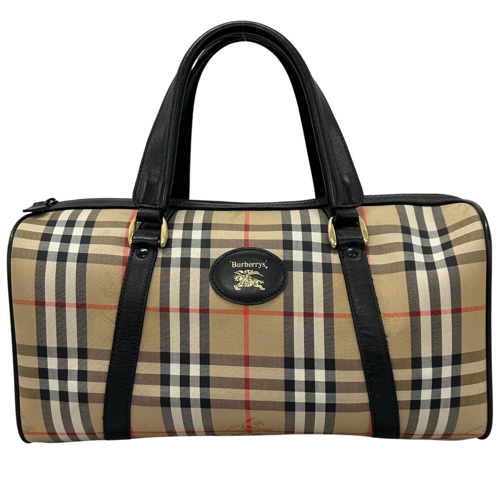 BURBERRY バーバリー ノバチェック　ヴィンテージ ボストンバッグ キャンバス/レザー ベージュ/ブラック【中古】 ユニセックス