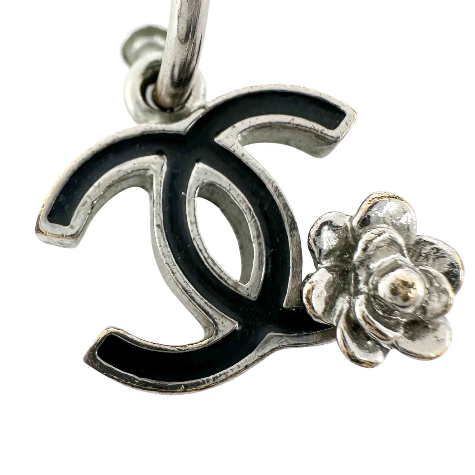 CHANEL シャネル カメリア ココマーク ピアス メタル ブラック