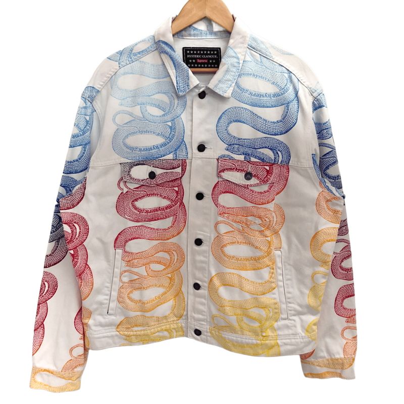 【中古品】 SUPREME × HYSTERIC GLAMOUR シュプリーム ヒステリックグラマー 21SS SNAKE DENIM TRUCKER JACKET デニムジャケット スネーク アウター 【149-260615-rs-08-fur】