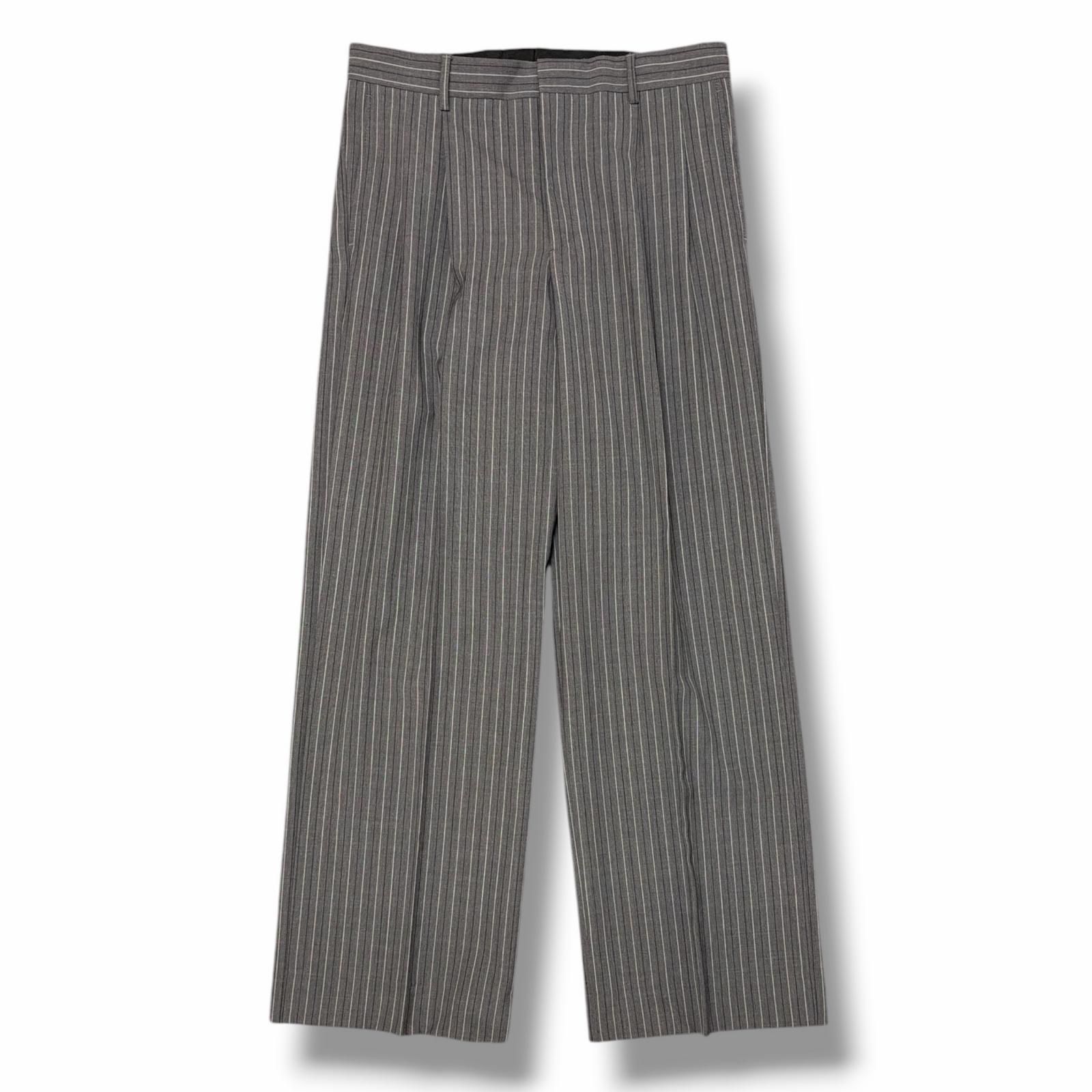 参考上代64900円 未使用 SUNFLOWER WIDE PLEATED TROUSER ワイドプリーツトラウザー スラックスパンツ サンフラワー ANTRACITE 46 （18592M）