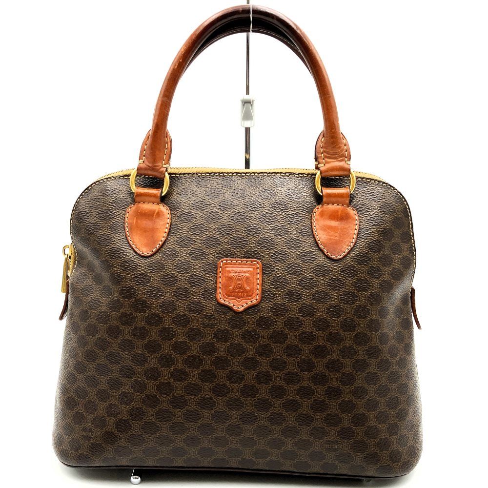 CELINE セリーヌ DM95 ハンドバッグ マカダム PVC レザー ブラウン