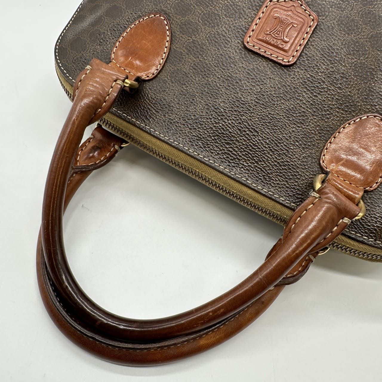 CELINE セリーヌ DM95 ハンドバッグ マカダム PVC レザー ブラウン