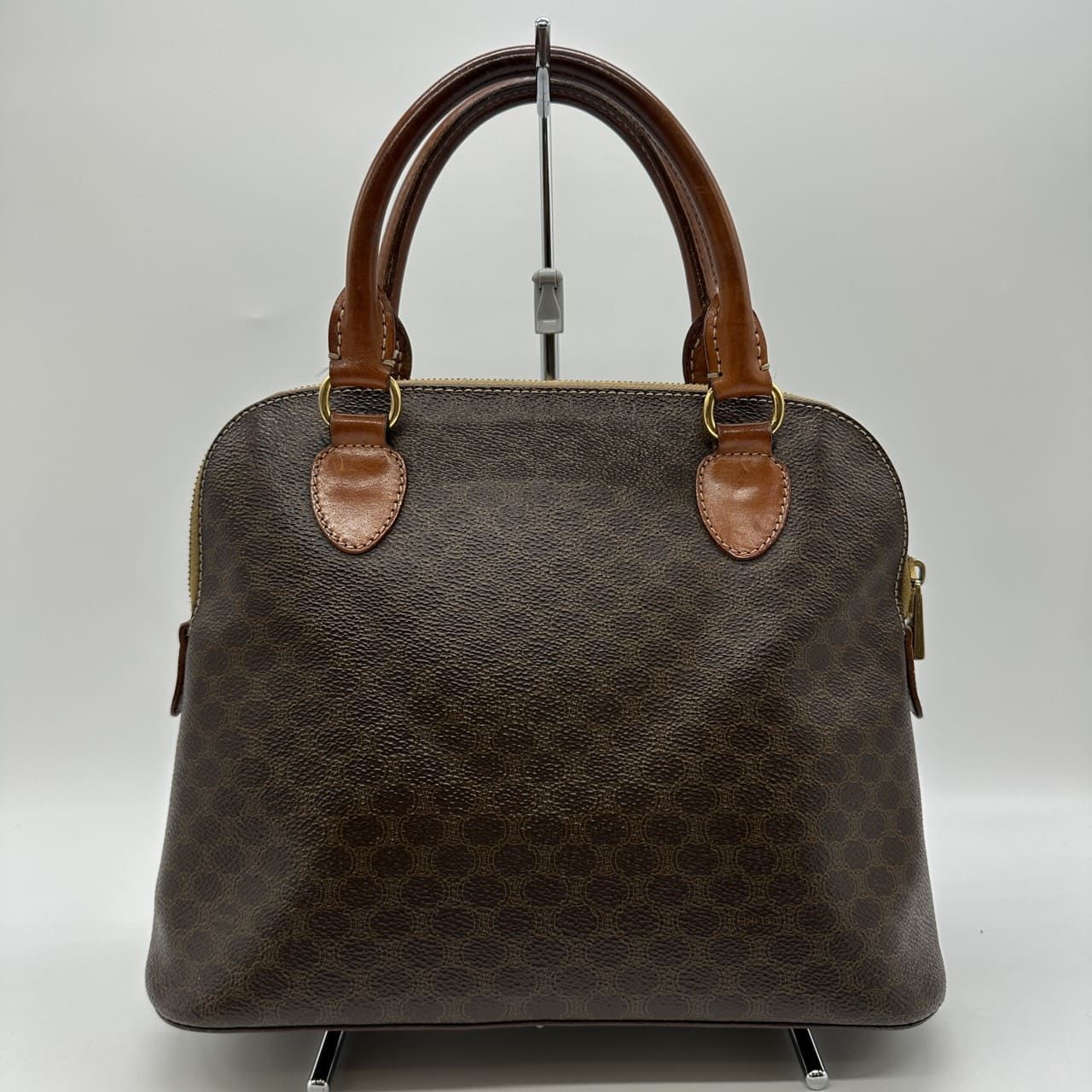 CELINE セリーヌ DM95 ハンドバッグ マカダム PVC レザー ブラウン