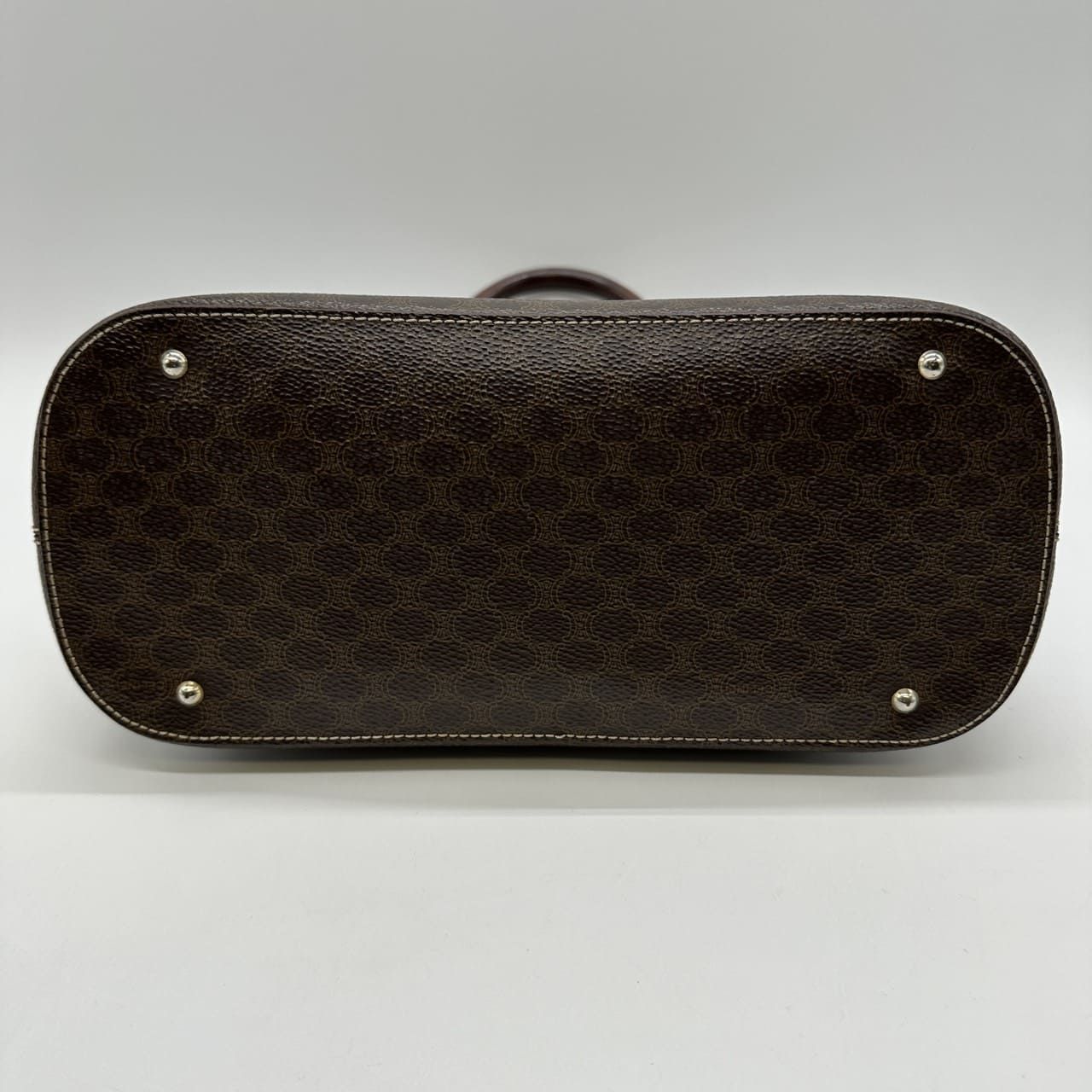 CELINE セリーヌ DM95 ハンドバッグ マカダム PVC レザー ブラウン 