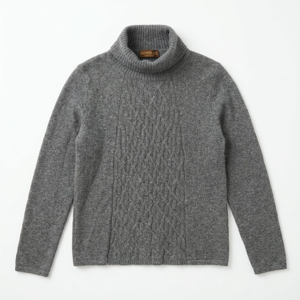 CASHMERE LIFE カシミヤ100% タートルネック ニット L グレー theory風 