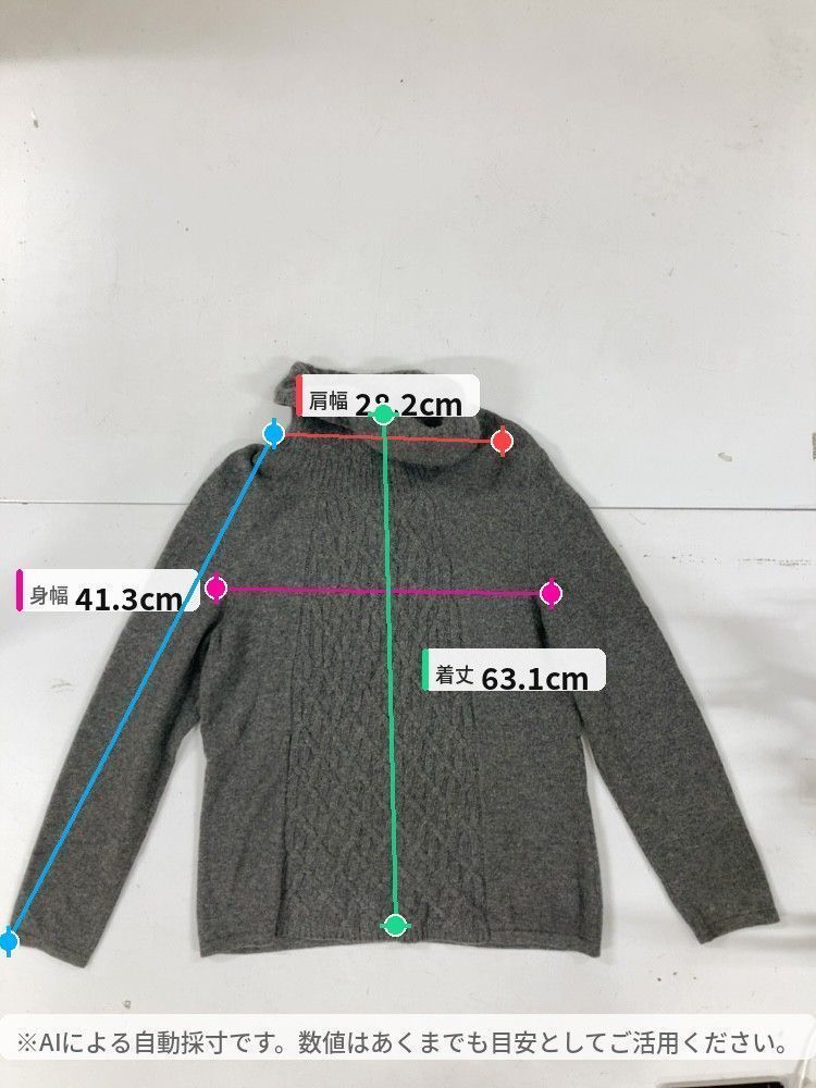 CASHMERE LIFE カシミヤ100% タートルネック ニット L グレー theory風 