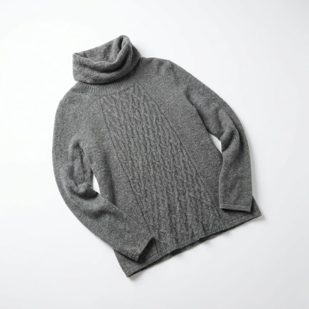 CASHMERE LIFE カシミヤ100% タートルネック ニット L グレー theory風 