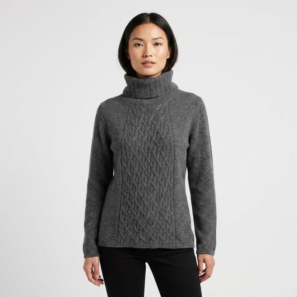 CASHMERE LIFE カシミヤ100% タートルネック ニット L グレー theory風 