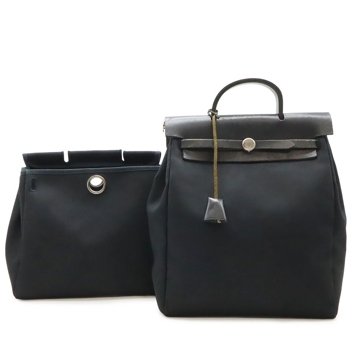HERMES エルメス エールバッグ アドPM リュックサック バックパック 2WAY ハンドバッグ トワルオフィシエ レザー ブラック 黒 シルバー金具 □C刻印