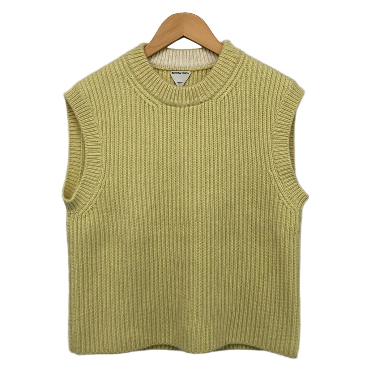 BOTTEGA VENETA(ボッテガヴェネタ) ノースリーブセーター サイズL レディース美品 - ライトイエロー クルーネック