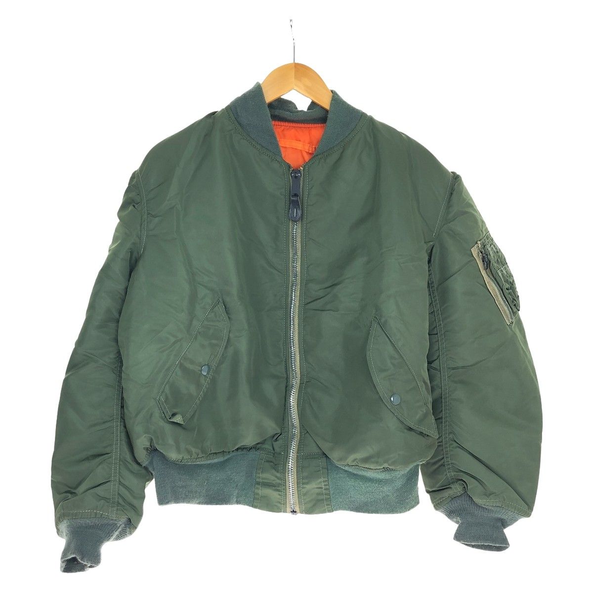 80s ALPHA INDUSTRIES ジャケット MA-1ジャケット SIZE L 古着 IDEALジッパー 0615-00-573-8335 オリーブ