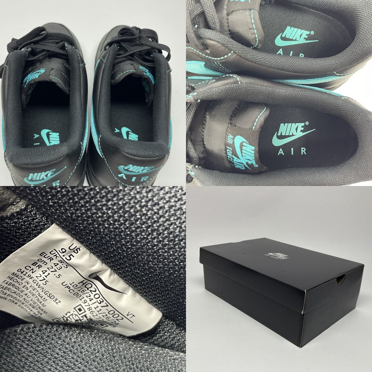 未使用】 Nike ナイキ Air Force 1 Low Black Tiffany 27.5cm HQ2037 