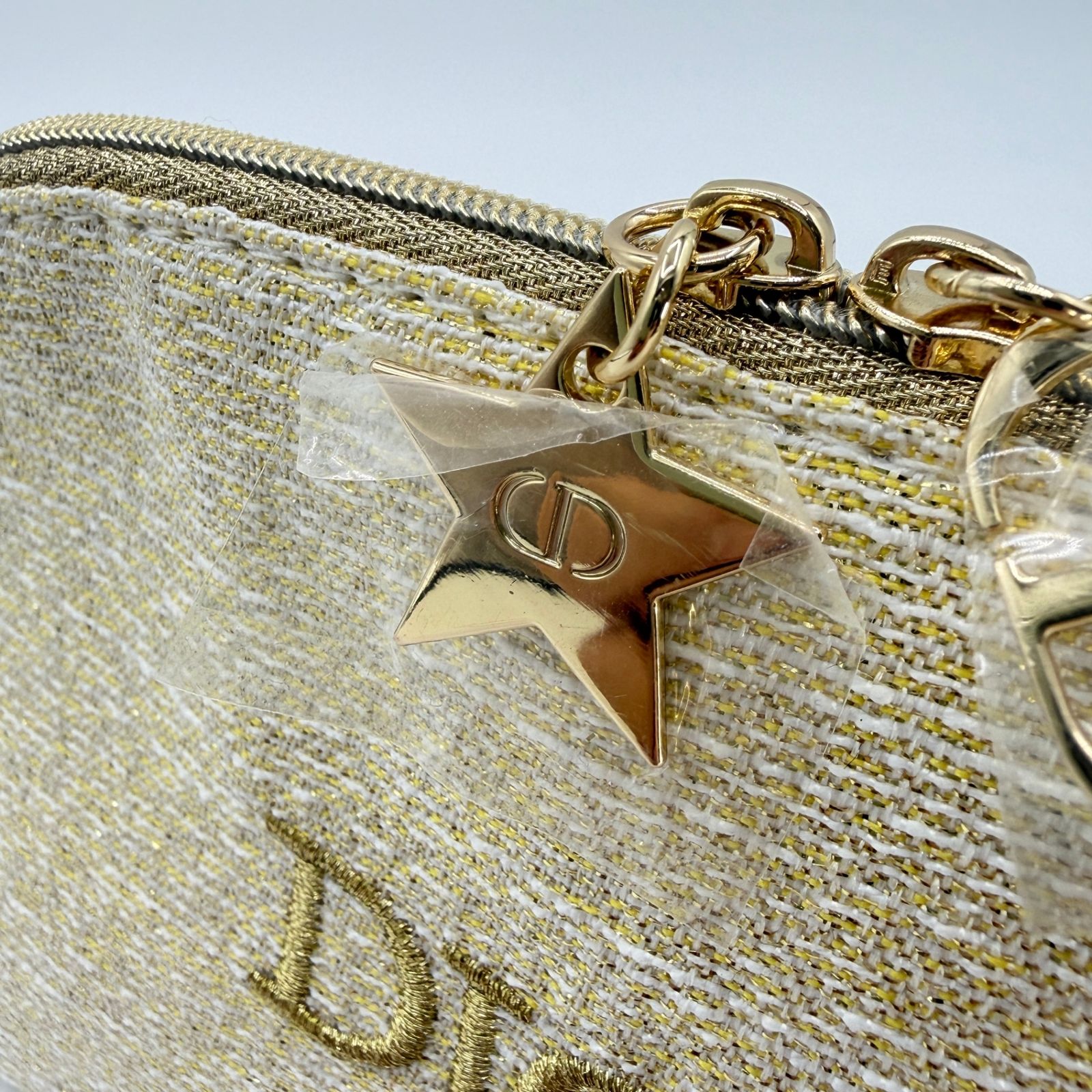 非売品 Dior ゴールド メイクポーチ 鏡付き DIOR ディオール コスメポーチ ノベルティ ゴールド ラメ メイクポーチ