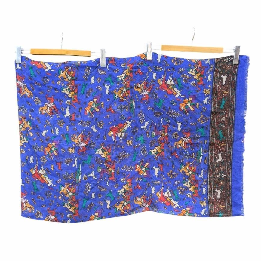 Drake's ドレイクス Antique Moghul Oversized Scarf ハンティングストール ブルー系 サイズ 66154