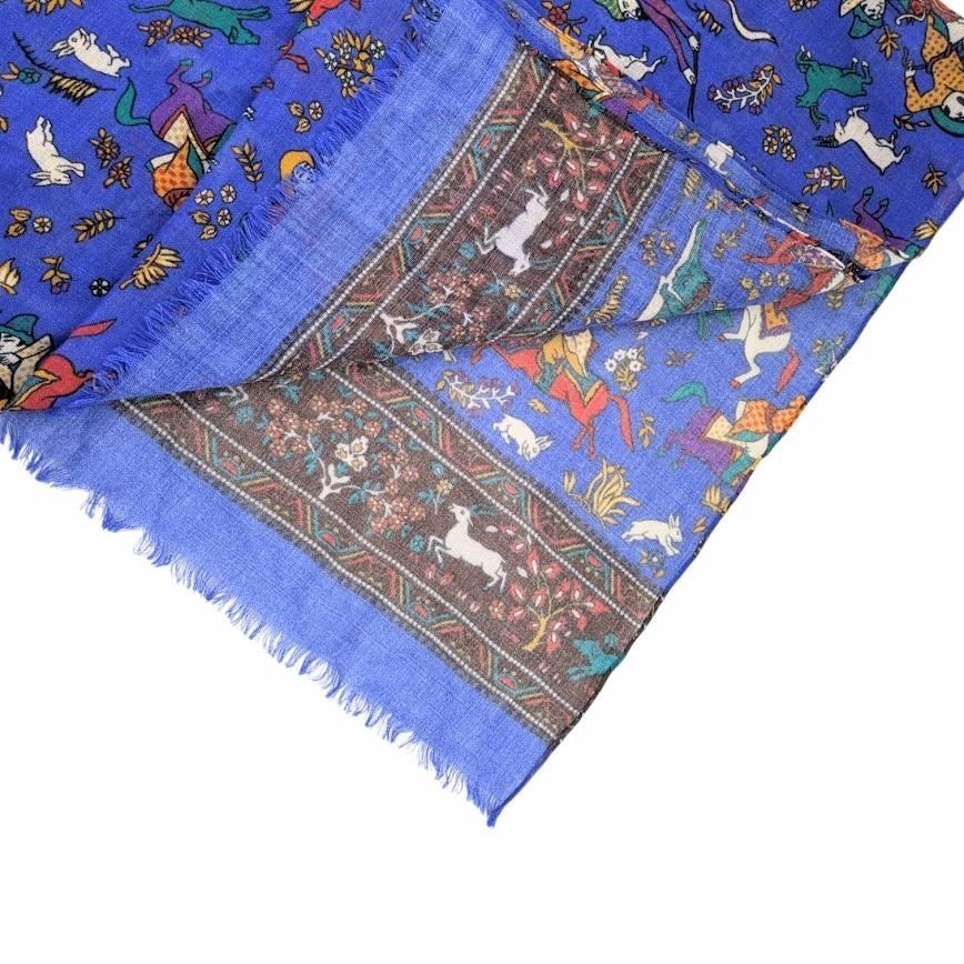 【美品】Drake's シルクストール Drake's ドレイクス Antique Moghul Oversized Scarf ハンティング