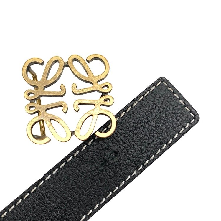 LOEWE ロエベ リバーシブルアナグラムベルト ブラック×ネイビー 36/90