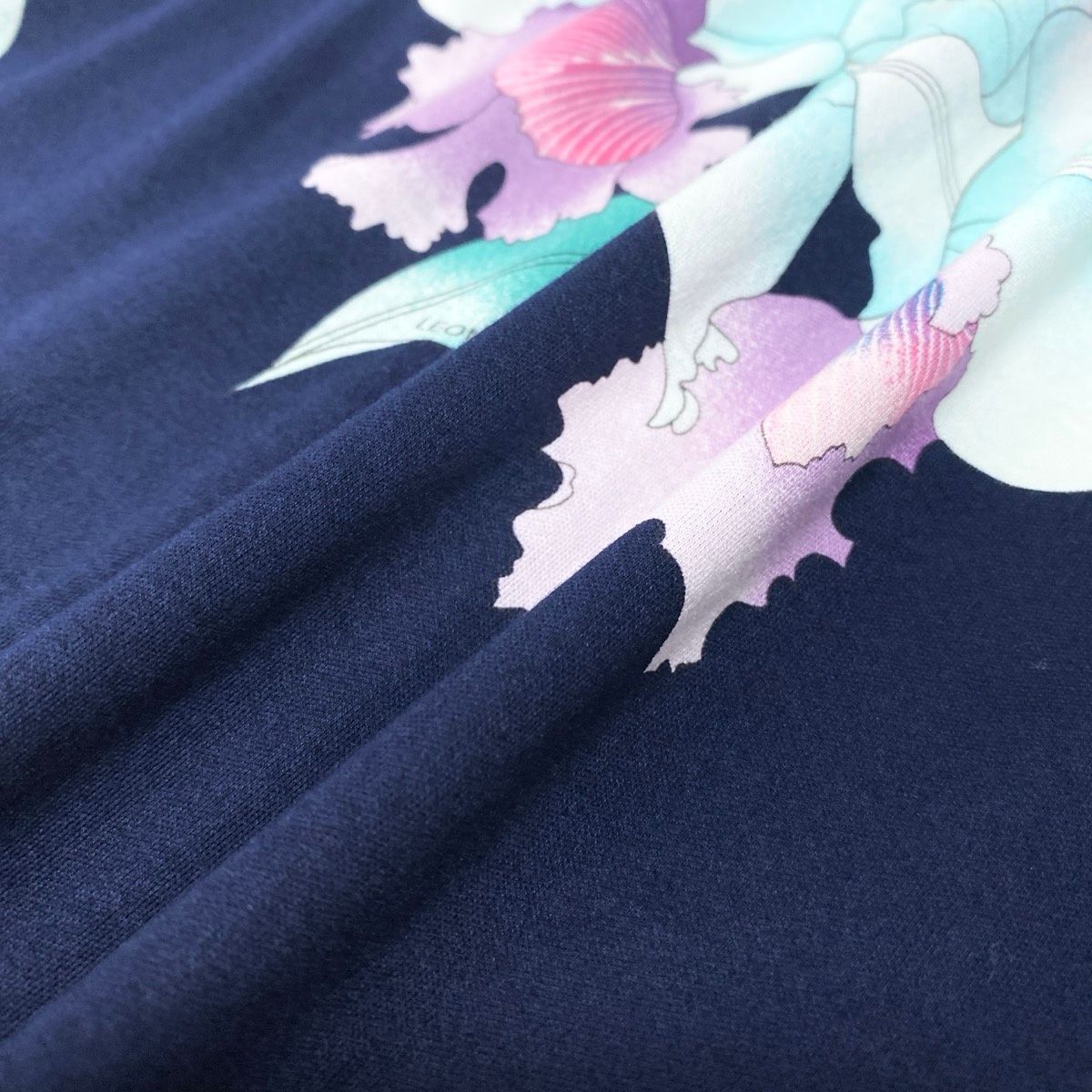 18f15 LEONARD レオナール 半袖ワンピース 鳥 花柄プリント 膝丈 日本