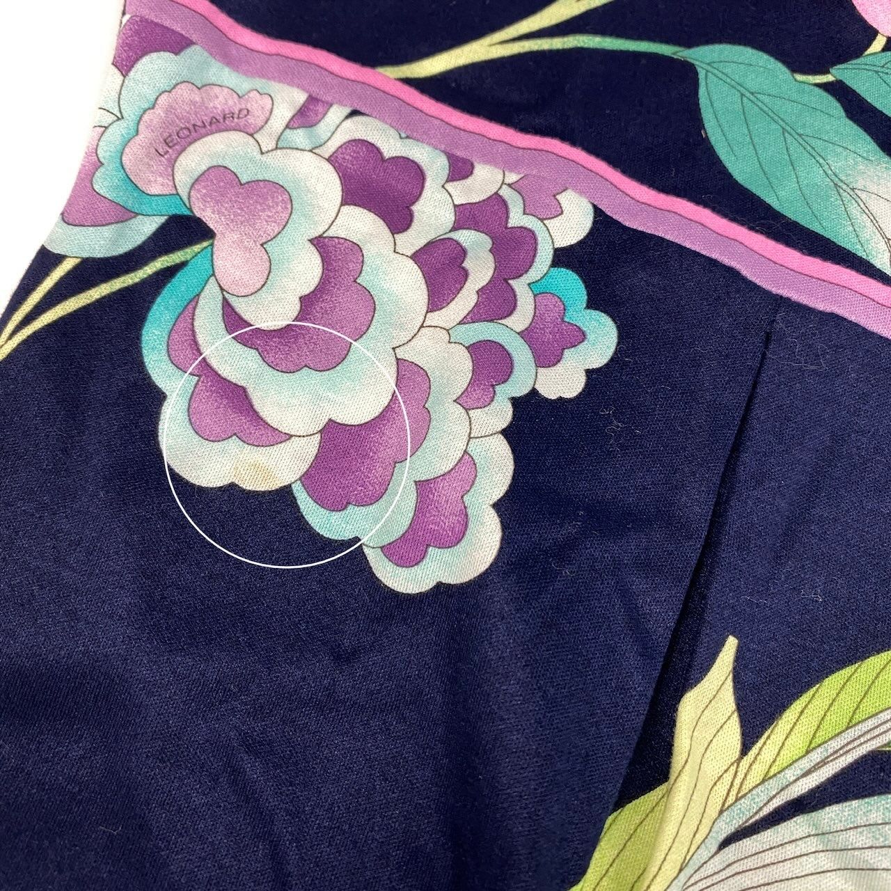 18f15 LEONARD レオナール 半袖ワンピース 鳥 花柄プリント 膝丈 日本