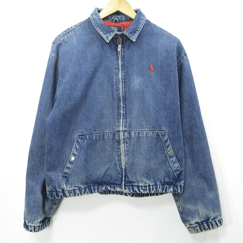 【三重本店】 中古 RALPH LAUREN | ラルフローレン ロゴ刺繍デニムジャケット スイングトップ ブルー インディゴ サイズ：M 【93】