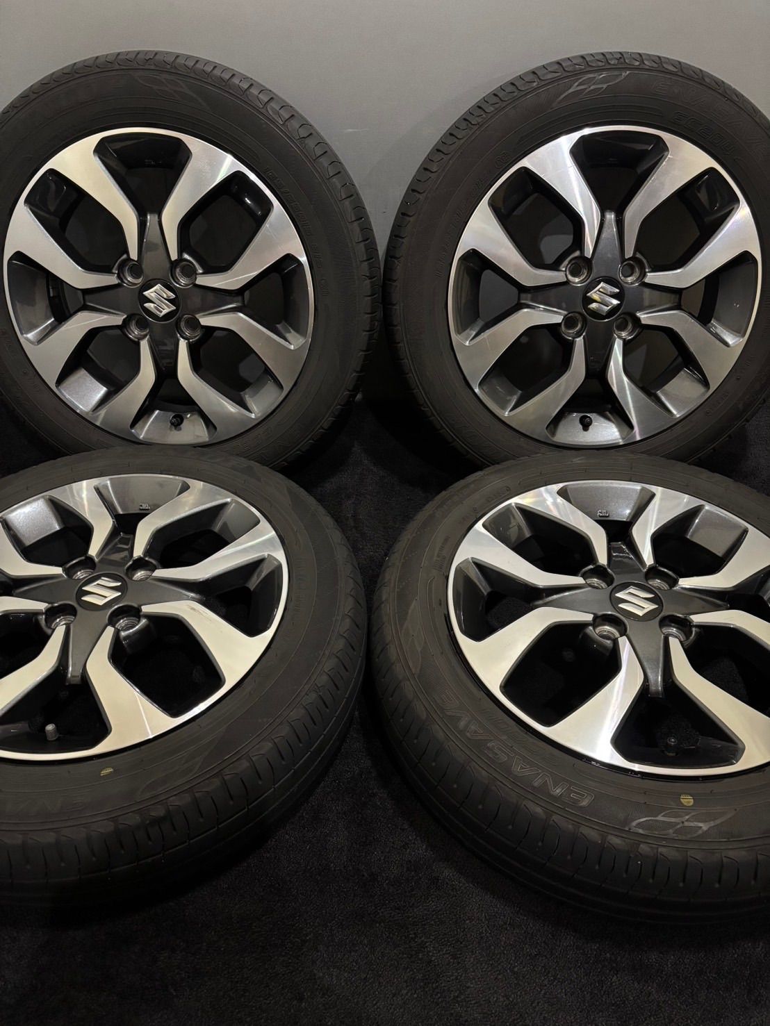 ★165/65R15 DUNLOP/ENASAVE EC204 24年製 スズキ ソリオ バンディット 純正 15インチ 5J +45 100 4H 夏タイヤ 4本 (南5-M535)