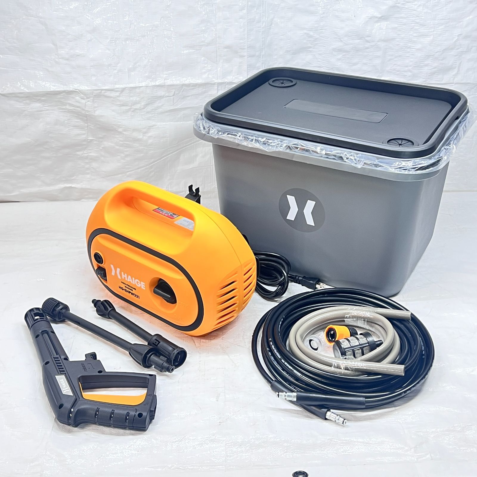 【未使用】【展示品】 高圧洗浄機 電動 最大吐出水量6.5L/m ノズル3種 温水対応 タンク式 水道直結両用 洗車 HG-EHPW221 【1441】