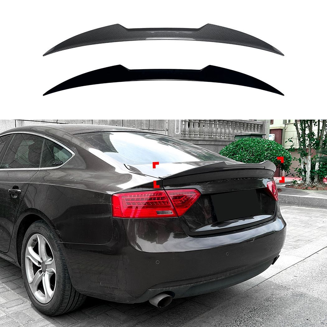 アウディ Audi A5 A5 Sportback 8T 2007-2016 4ドア対応 リアスポイラー トランクスポイラー ABS製 ピアノブラック カーボン調 ブレードデザイン 後ろ姿を引き締めるスポーティ外装パーツ ドレスアップ用品
