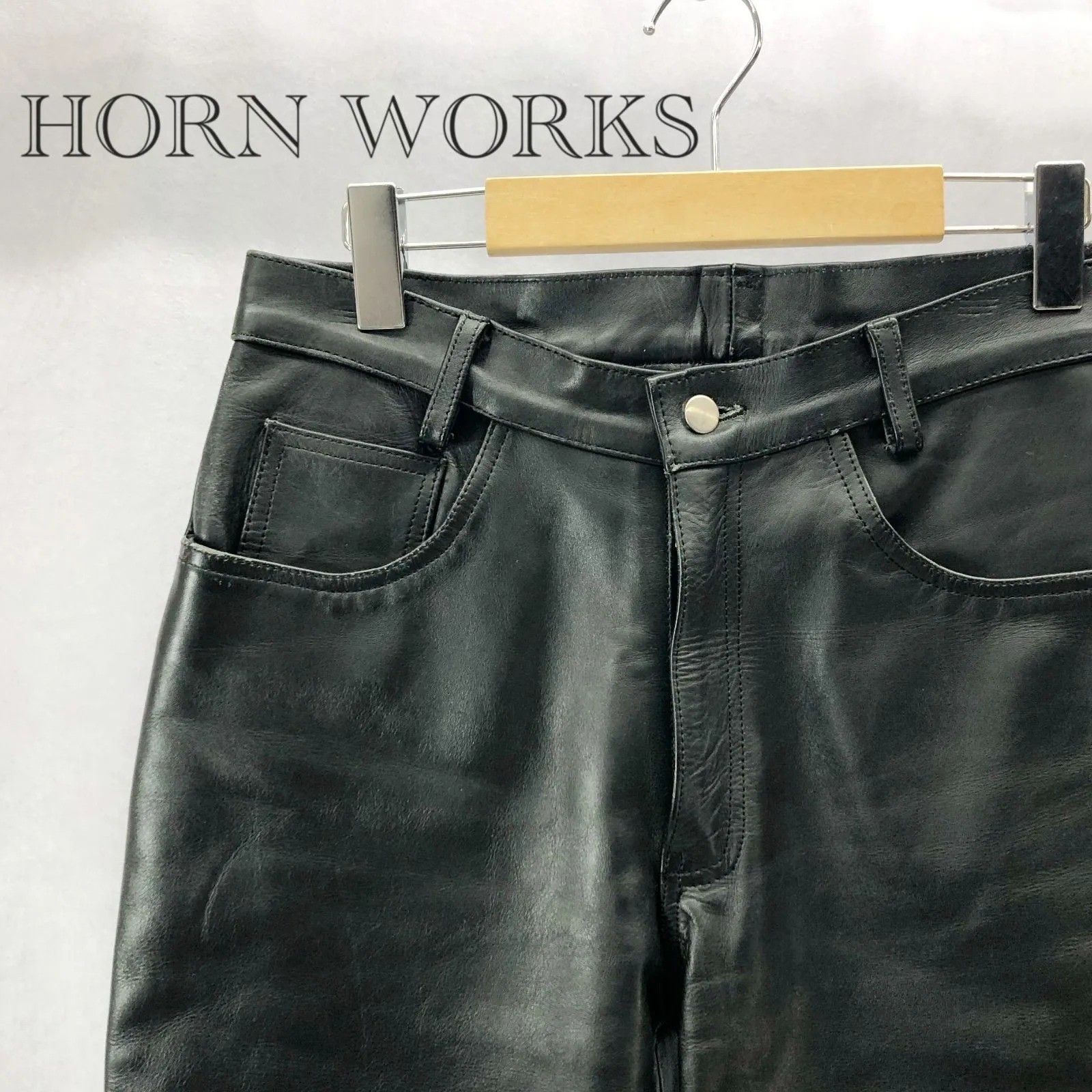 HORN WORKS ホーンワークス レザーパンツ 革 パンツ 32 ブラック
