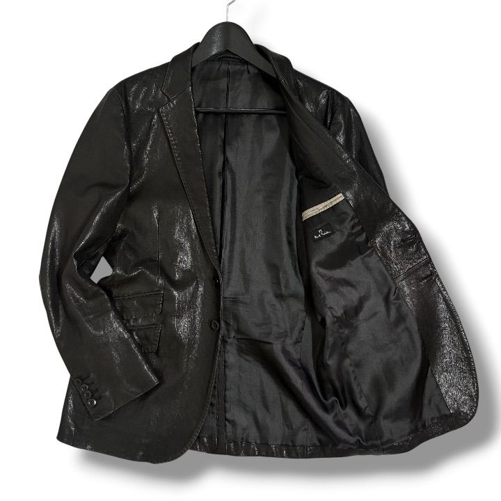 極美品 Paul Smith キムタク着用モデル シワ加工 ラムレザー テーラードジャケット ブラック L HERO