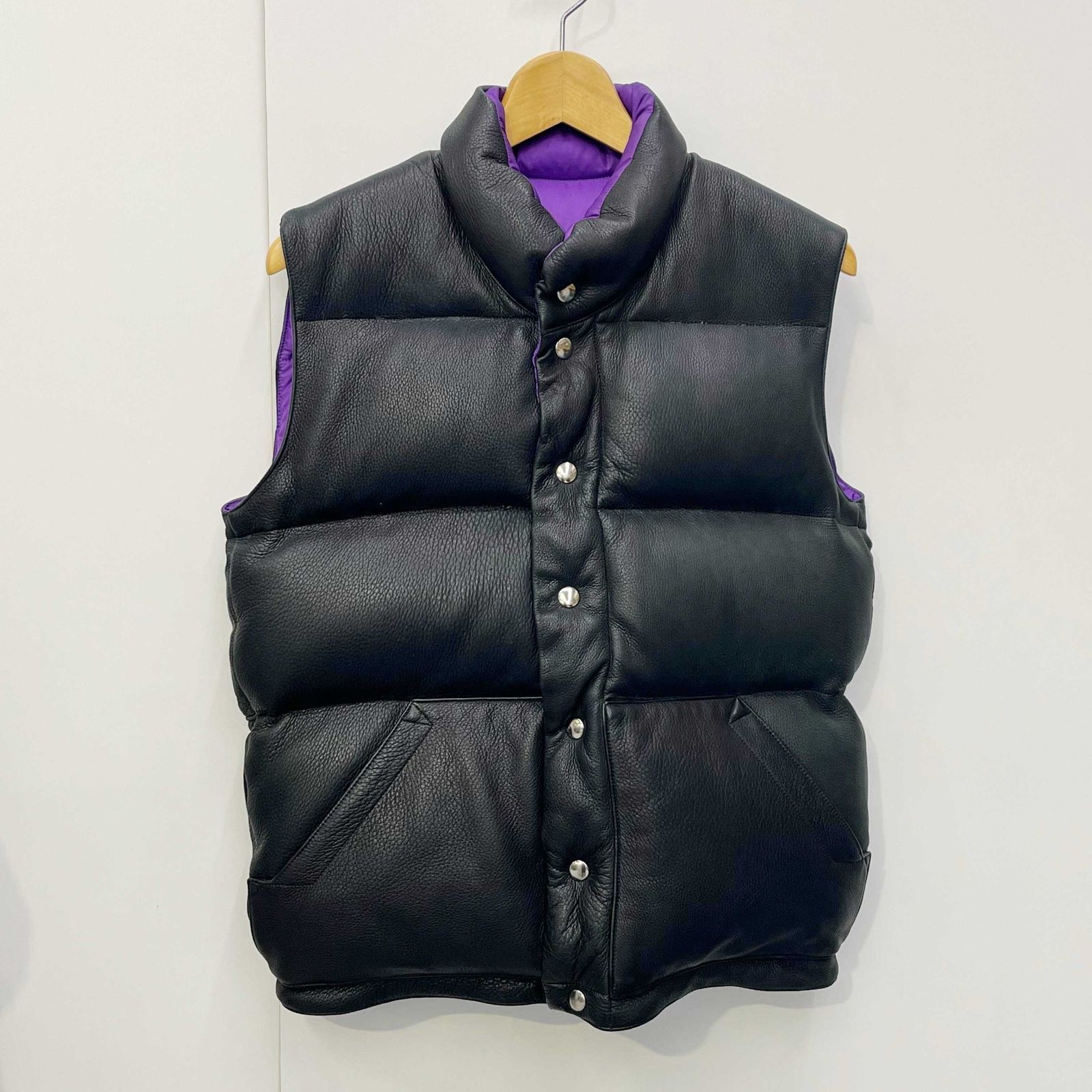 crecent down works クレセント　ダウンベスト　ブラック Crescent Down Works クレセント ダウン ワークス レザー ダウン