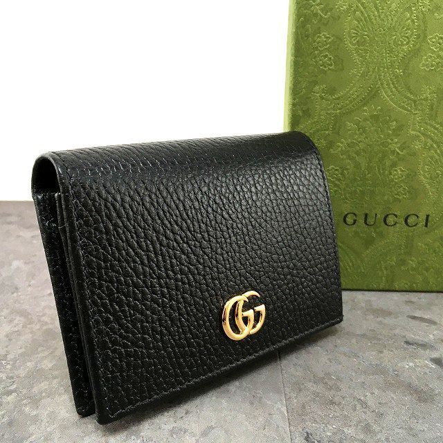 未使用品 GUCCI 三つ折り財布 456126 ダブルG ブラック 箱付き 182