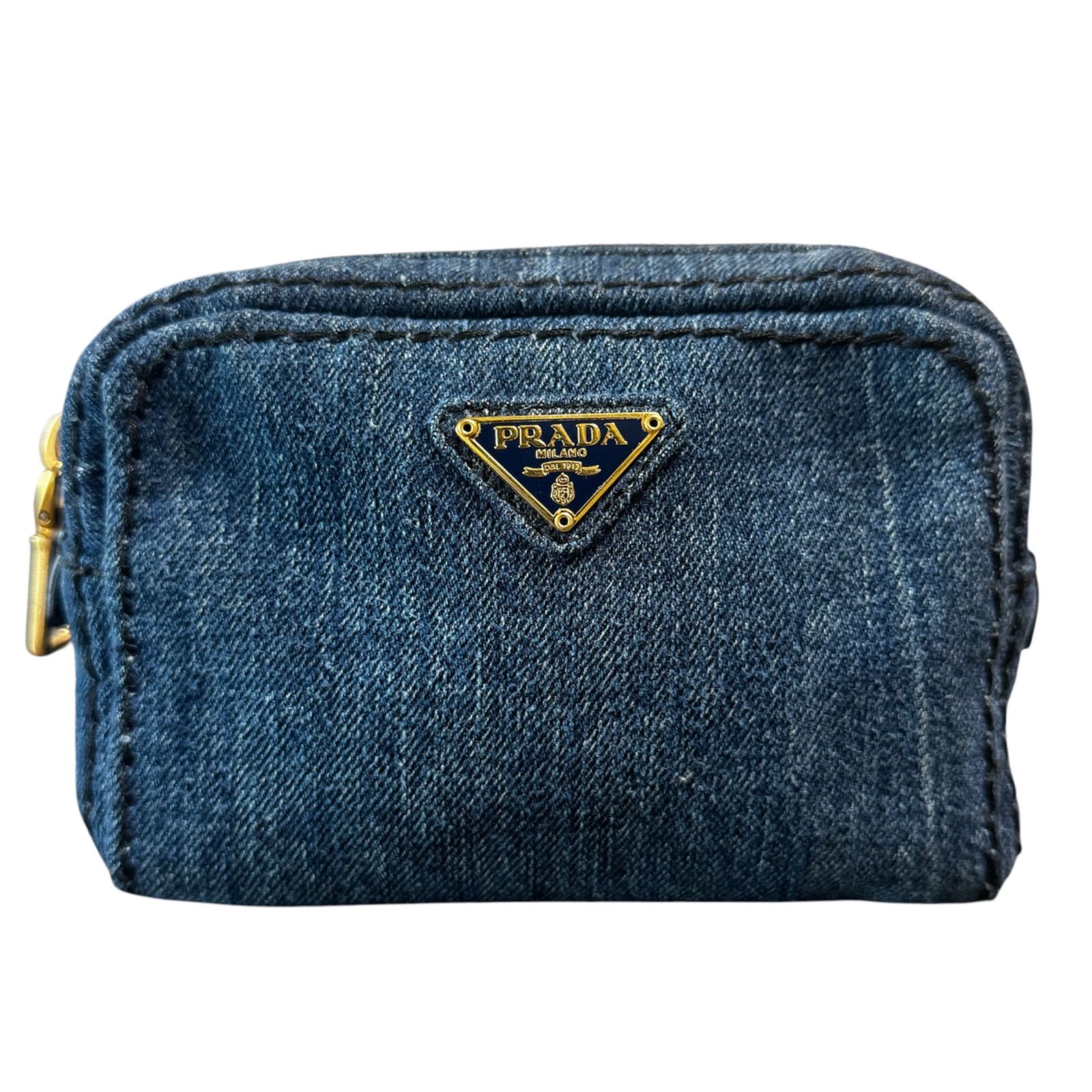 PRADA プラダ ポーチ 1N0340 デニム ブルー レディース