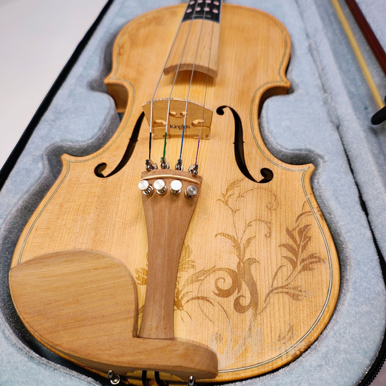 美品】Kinglos バイオリン 4/4 豪華彫刻 付属品多数ですぐ弾けるセット