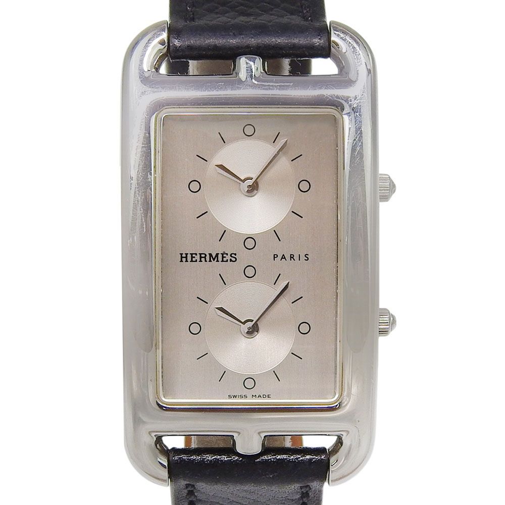 【HERMES】エルメス ケープコッド 2ゾーン/ドゥゾーン CC3-510 ステンレススチール×レザー □E クオーツ アナログ表示 ユニセックス シルバー文字盤 腕時計