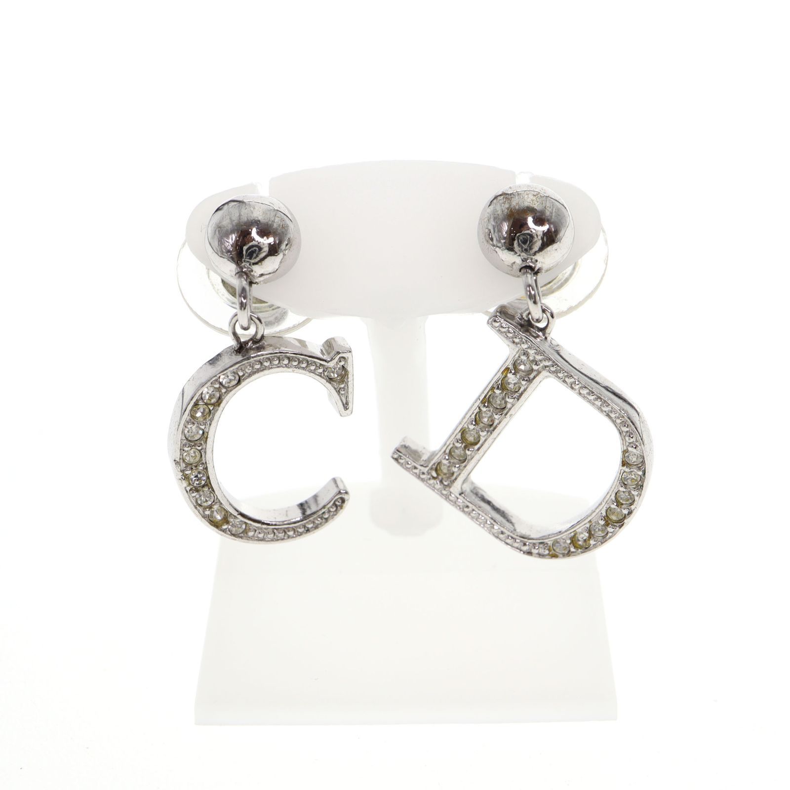 ディオール CDロゴ パール×ラインストーン ピアス 断捨離出品 中古】Christian Dior クリスチャンディオール CDロゴラインストーン