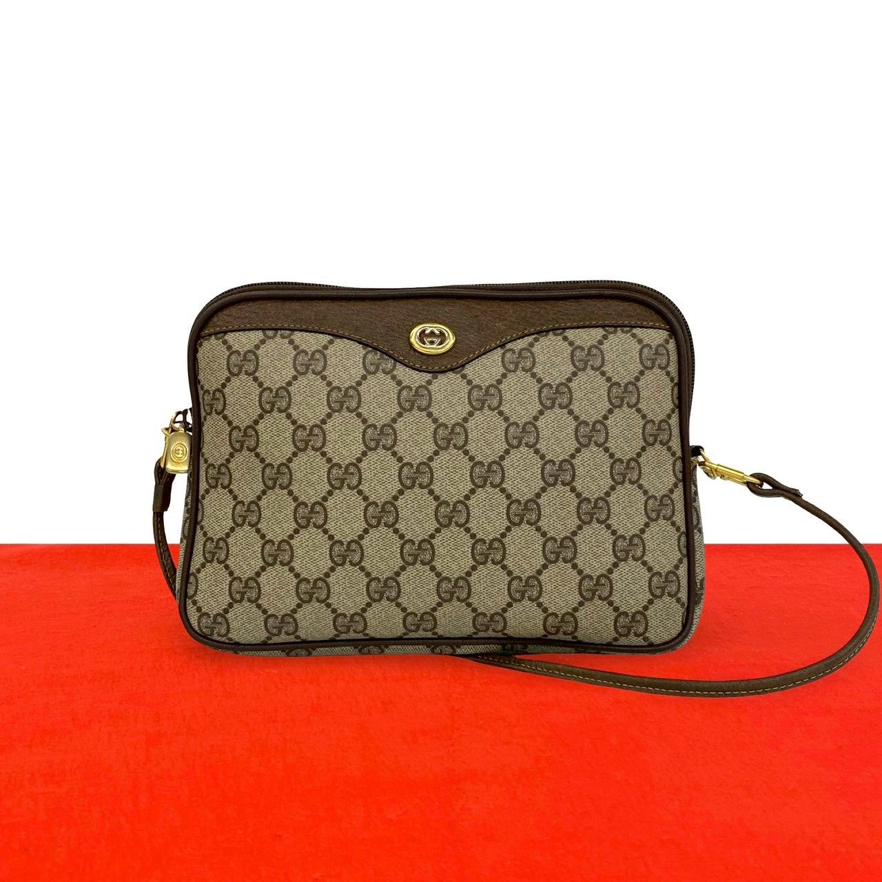 極 美品 GUCCI グッチ オールドグッチ ヴィンテージ GG ロゴ 柄 レザー