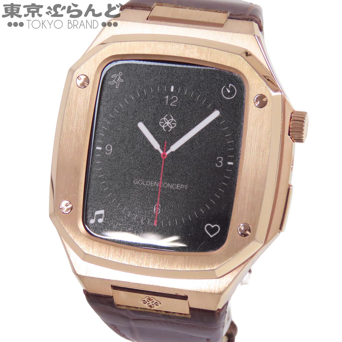 ゴールデンコンセプト GOLDEN CONCEPT アップルウォッチ用 ケース CL-44 ローズゴールド SS レザー 44ｍｍ対応 箱 保証書 腕時計ベルト メンズ 101840480
