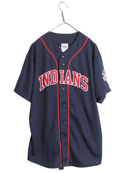 【お得なクーポン配布中!】 インディアンズ ベースボール シャツ メンズ XL / MLB オフィシャル マジェスティック 大リーグ ユニフォーム メジャーリーグ 大きいサイズ