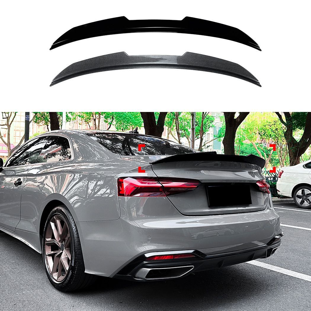 アウディ Audi A5 エーファイブ F5 Coupe クーペ 2ドア 2017-2024対応 リアスポイラー トランクスポイラー ABS製 ピアノブラック カーボン柄 外装パーツ リアまわりを引き締めるスポーティデザイン 後部アクセント ドレスアップ用品