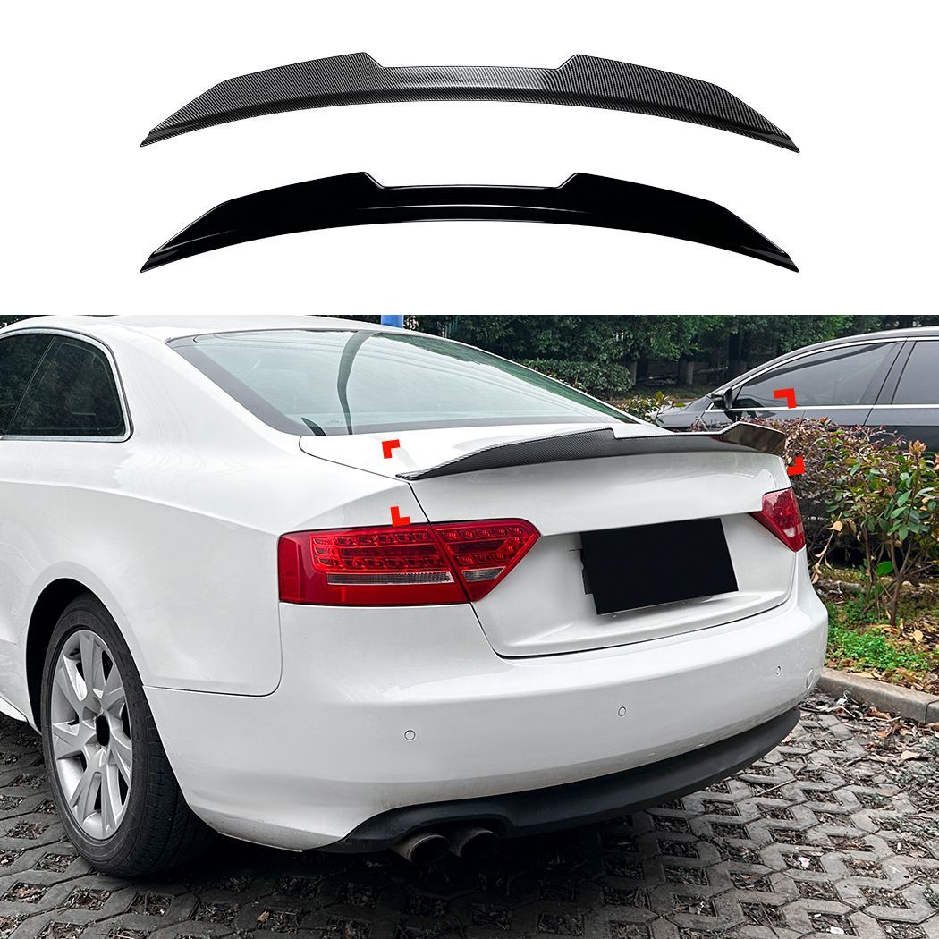 アウディ Audi A5 8T クーペ Coupe 2ドア 2007-2016対応 リアスポイラー トランクスポイラー リアウイング ABS製 ピアノブラック カーボン調 外装パーツ 後ろ姿を引き締めるスポーティデザイン ドレスアップ用品
