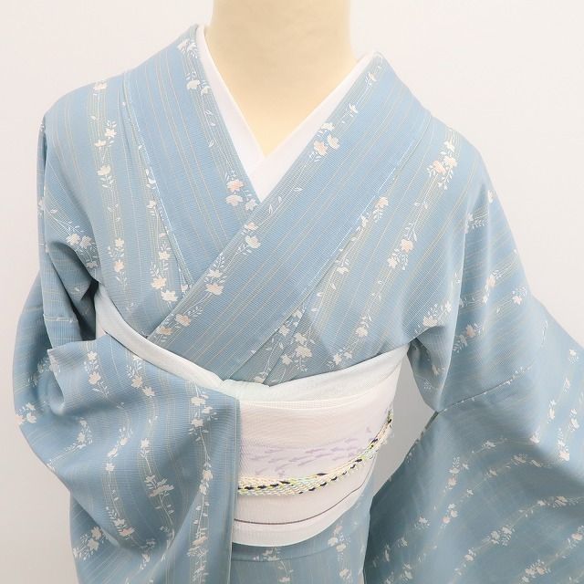 未着用・夏小紋】絽 夏着物 正絹 仕付け糸付 トールサイズ tomihisa
