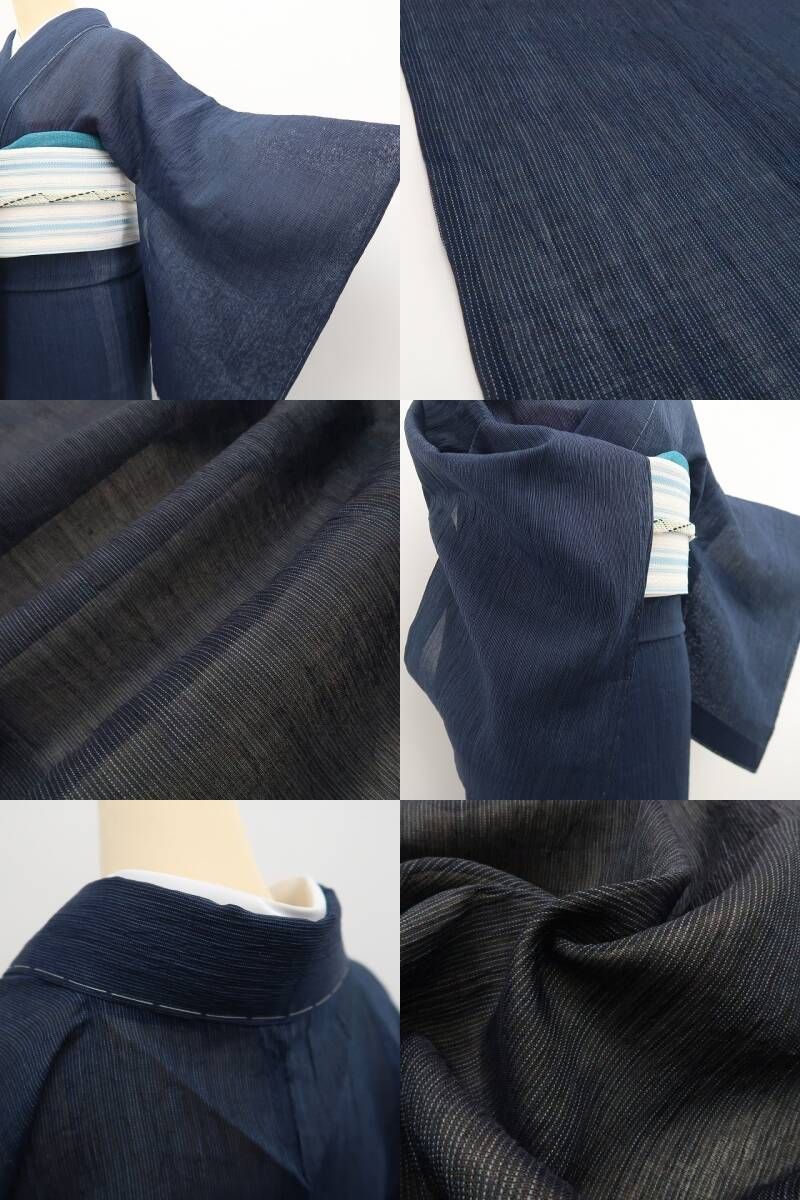 新品・小千谷縮】麻 洗える夏着物 仕付け糸付 tomihisa“風を纏い涼を