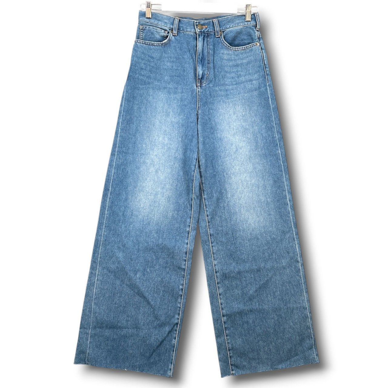 Theory セオリー H DENIM HIGHRISE WIDE ハイライズ ワイド デニムパンツ ハイウエスト カットオフ コットン ジーンズ ジーパン 青 ブルー 26 レディース 通年 ゴーゴー古着セントラルパーク名古屋店 19 No.久2227