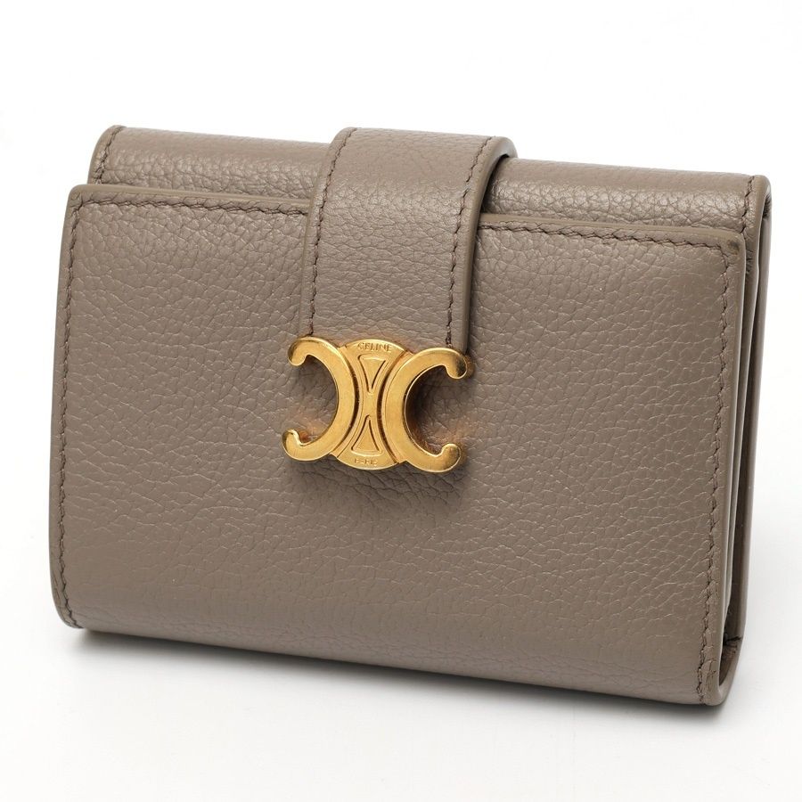 セリーヌ / CELINE　ファイン ストラップウォレット ニノ　10M96　サプル グレインド カーフスキン　ぺブル(グレージュ系) 【中古】