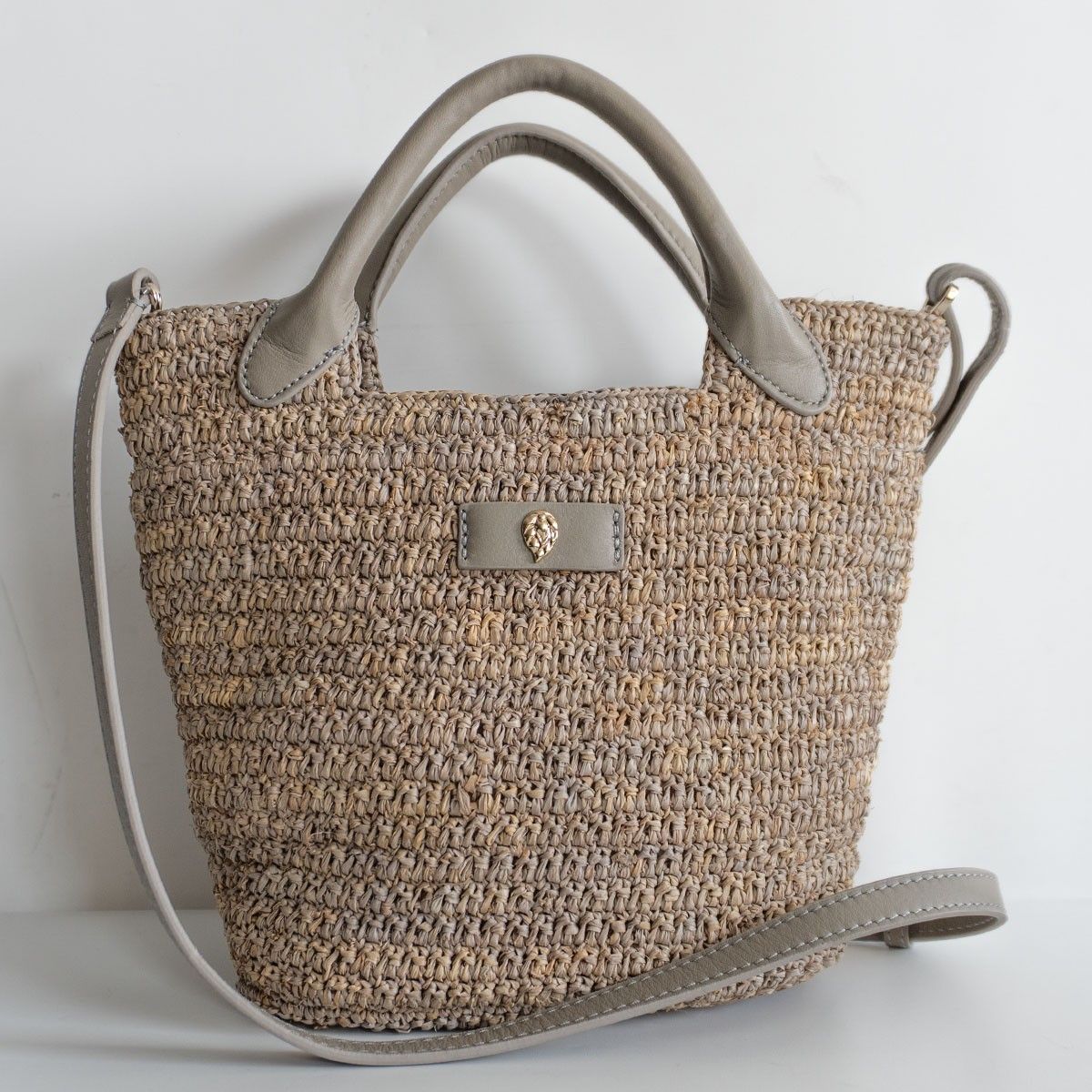 美品】HELEN KAMINSKI【レザーハンドル ラフィア 2WAY トート バッグ