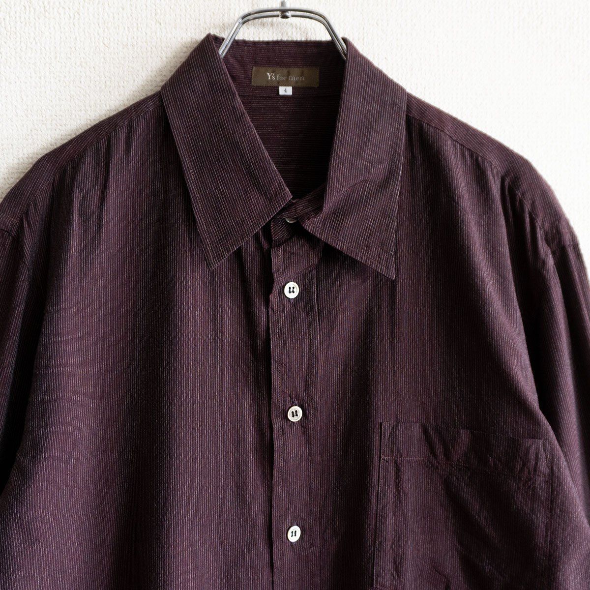 美品】Y's for men【ナローストライプ シャツ 】4 ボルドー YOHJI