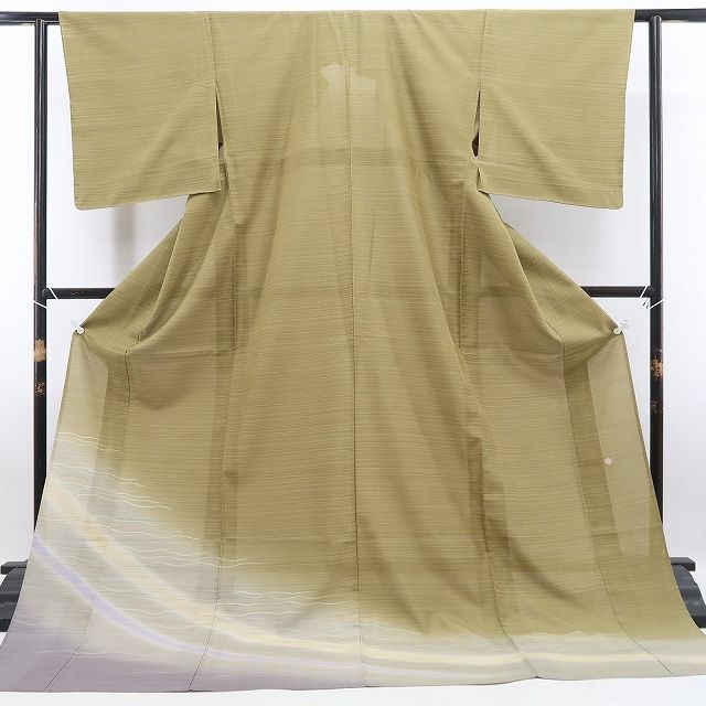 新品・夏牛首紬】夏単衣 落款 夏着物 正絹 仕付け糸付 付下げ tomihisa