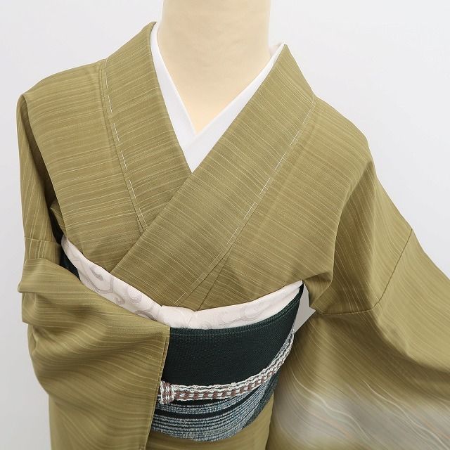 新品・夏牛首紬】夏単衣 落款 夏着物 正絹 仕付け糸付 付下げ tomihisa
