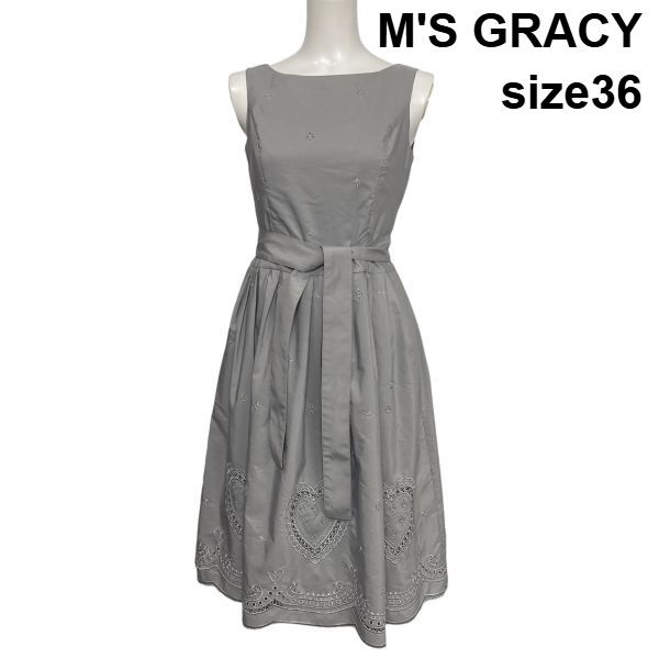 □ エムズグレイシー M'S GRACY ノースリーブワンピース ドレス ミモレ