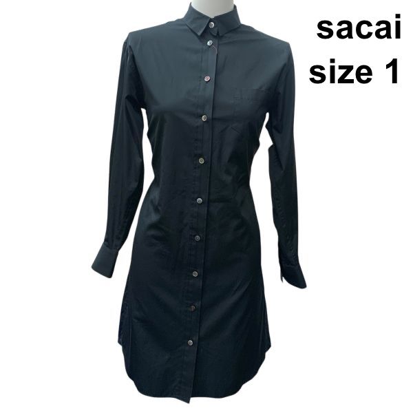 ◇ サカイ sacai シャツワンピース 長袖 ドッキング バックプリーツ